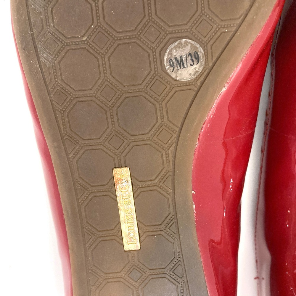 Louise et Cie Caynlee Red Patent Leather Ballet Flats Scalloped Edge Womens 9 39 - Picture 9 of 9